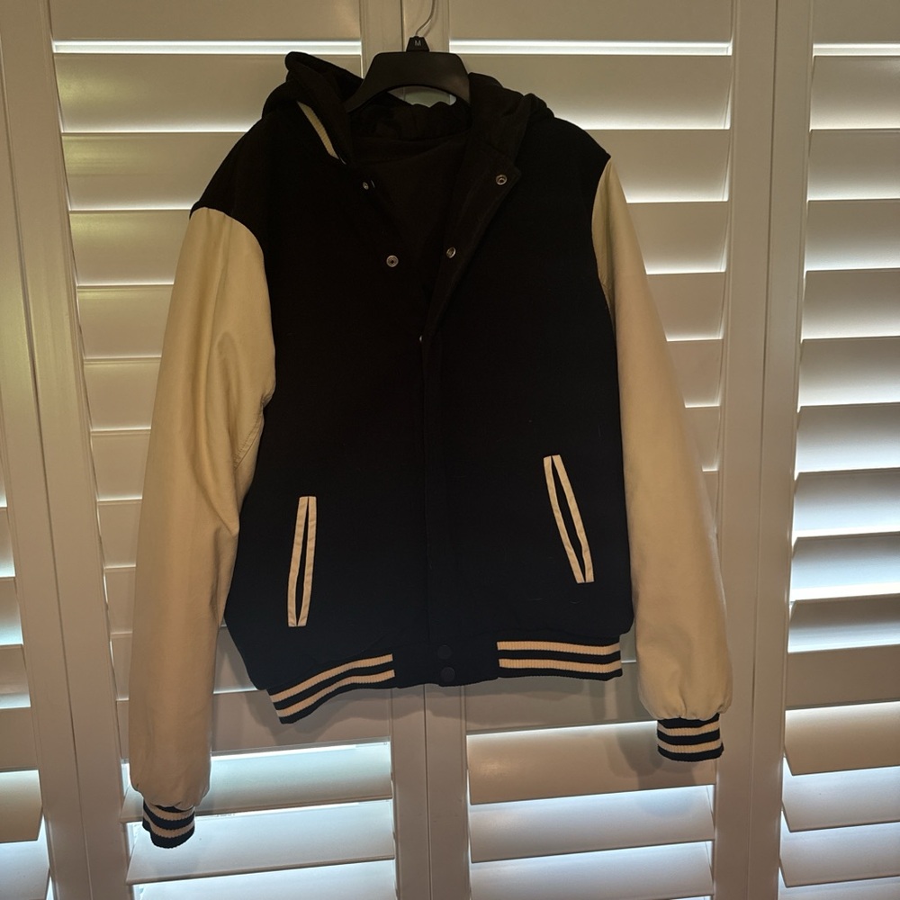 Men's Black and White Varsity Jacket